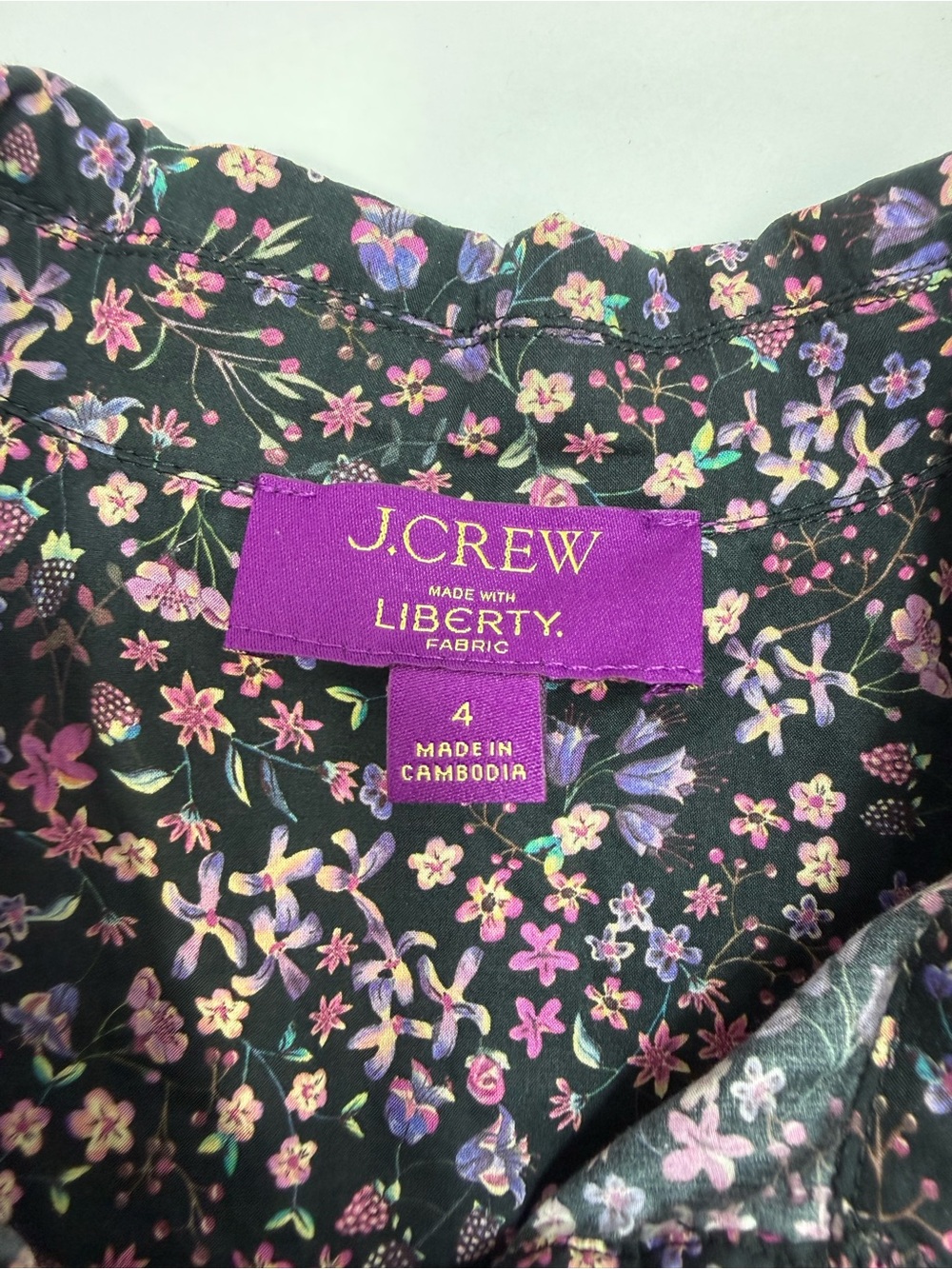 J. Crew X Liberty Lace-Trim Button-Up Shirt Liberty Fabric Strawberry Floral Top - Picture 10 of 12
